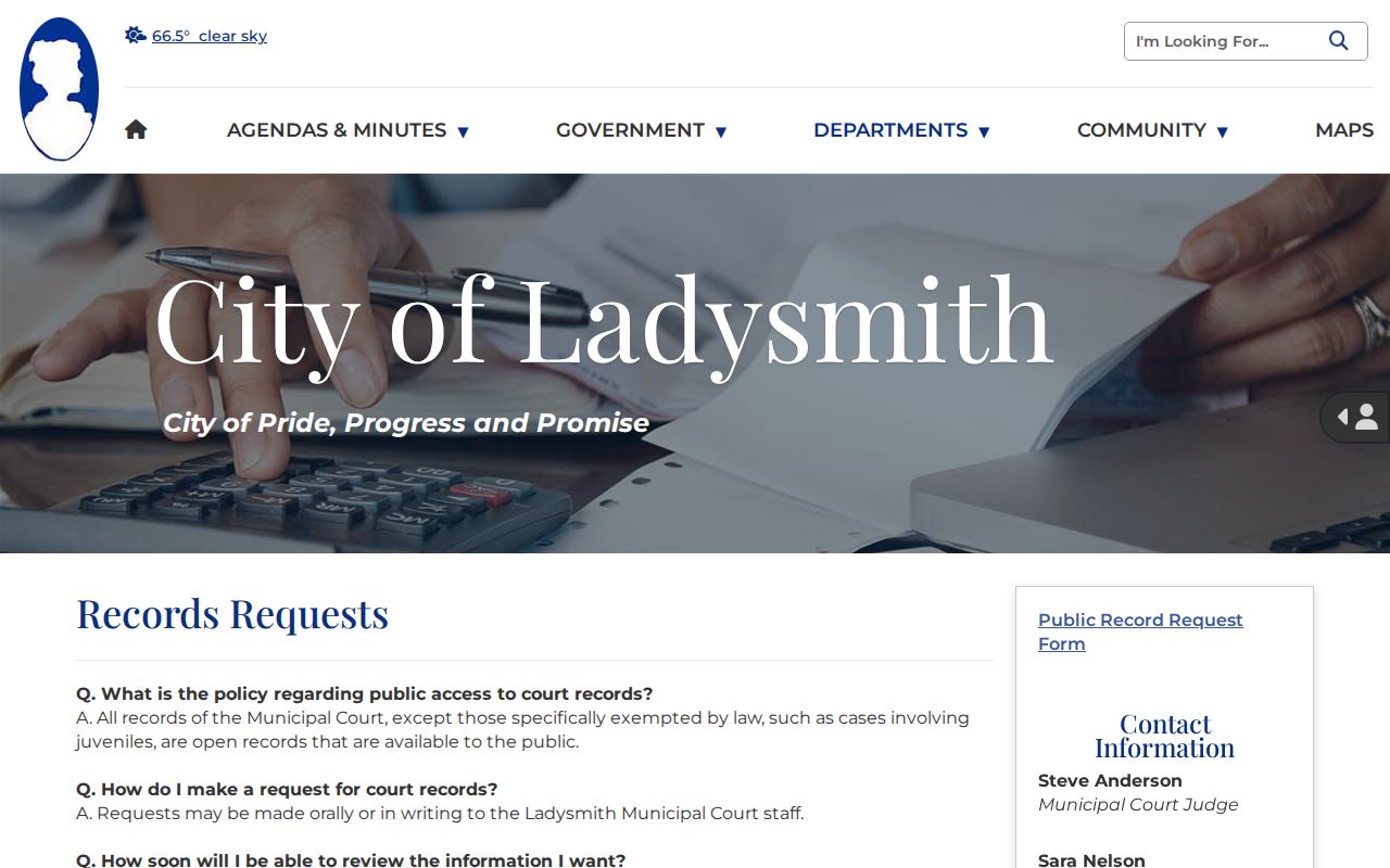 Ladysmith court docket municipal record request channels