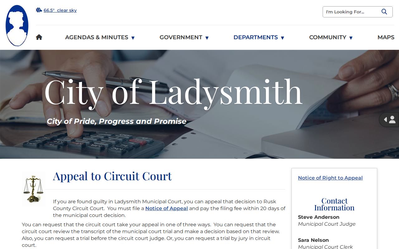 Ladysmith court docket municipal appeal route